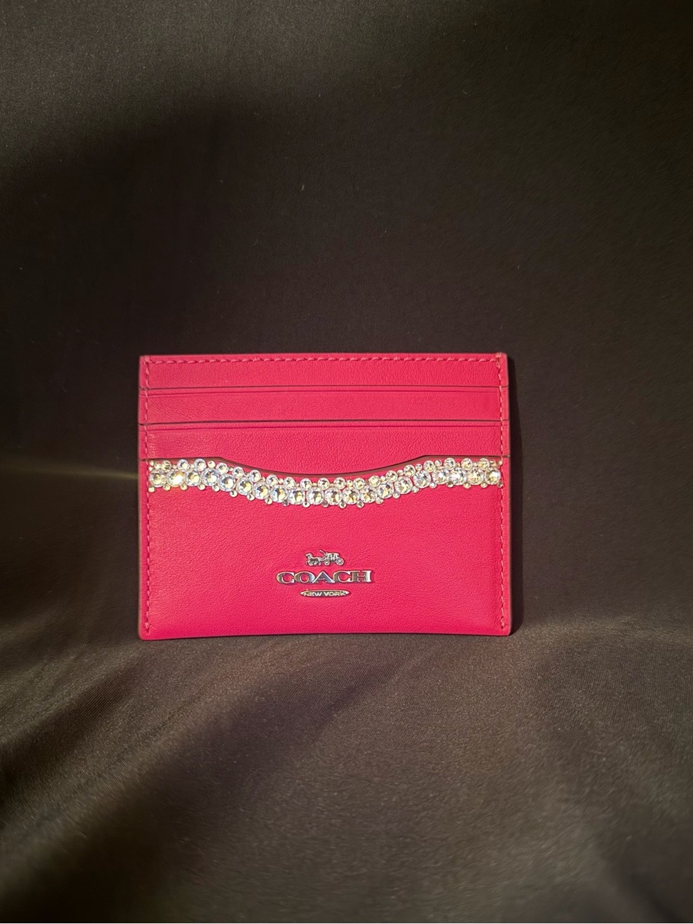 🩷Coach Slim Id Card Case -Dragonfruit Pink - NWT Custom Hand Placed Crystals